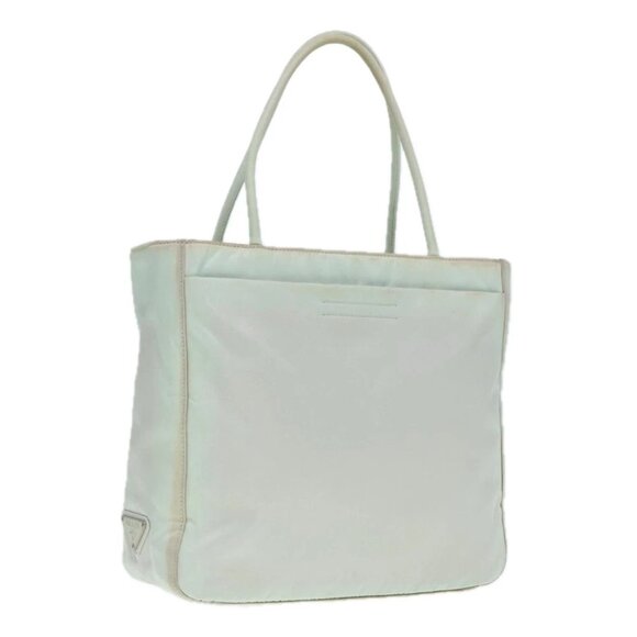 PRADA Tote Bag Nylon Light Blue Silver Auth 92863 - Picture 1 of 15